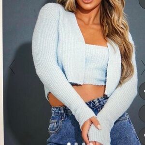 PrettyLittleThing Light Blue Knit Cardigan